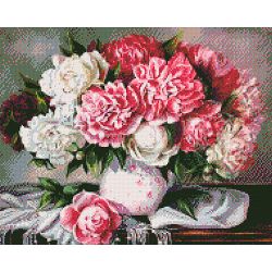 Опт-картина / Mosaïque diamant, 40x50, strass carré Pivoines