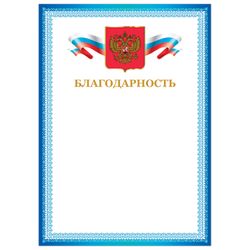 BRAUBERG / Certificate of Appreciation, A4, coated cardboard, bronze, blue frame