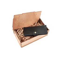 Gift set "Clutch button mini machined edges + carton wood"