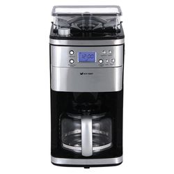 KITFORT TT-705 drip coffee maker, 1050 w, 1.5 litres, 200g grain container, coffee grinder, silver