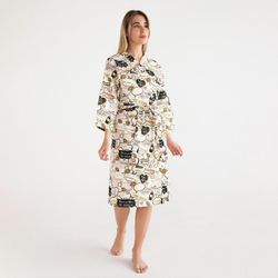 Этель / Bathrobe female "Bachelorette party" 3/4 sleeve, size 50-52, waffle 200g / m2, 100% hl