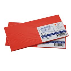 The envelope C65 (114х229 mm) tear-off strip, RED, 120 g/m2 SET of 5 PCs, Euro slot