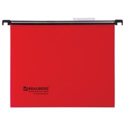 Hanging folder A4 (350х245 mm), up to 80 sheets, SET of 5 PCs, plastic, red, BRAUBERG (Italy)