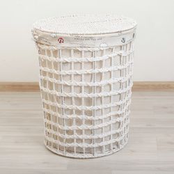 Доляна / Doliana / Universal wicker basket "Sea", 44 × 44 × 54 cm, white