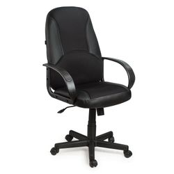 Office chair BRABIX "City EX-512", black leatherette, black fabric, TW