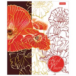 HATBER / Notebook А5, 48 sh., Staple, cage, 3D foil, "Painted Flowers" / 10 pcs.
