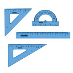 Set the drawing medium PYTHAGORAS (ruler 20 cm, 2 triangles, protractor), toned, Euro slot