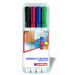 EDDING / Conjunto de marcadores Edding / Permanente, bico redondo, 1 mm, 4 cores, cartão 4 cores