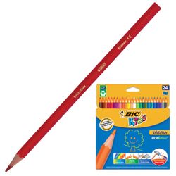 Colored pencils BIC "Kids ECOlutions Evolution", 24 colors, plastic, honed, Euro slot