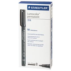 Маркер перманентный (нестираемый) STAEDTLER (Германия) "Lumocolor", КРАСНЫЙ, скошенный наконечник, 1-2,5 мм