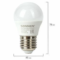 SONNEN / LED lamp 5 (40) W, E27 base, ball, warm white light, LED G45-5W-2700-E27