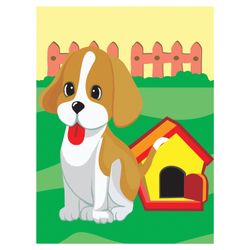 Coloring by numbers A4, ONLANDIA "PUPPY", WITH ACRYLIC PAINTS on cardboard, brush