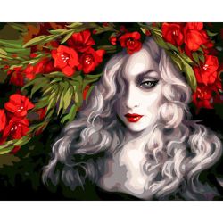 Опт-картина / 数字绘画 40x50 女孩和鲜花