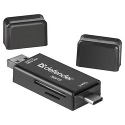 DEFENDER / Multi Stick, USB 2.0, microUSB, Type-C, SD ports, micro SD, black