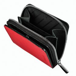Purse women's FABULA, 105х110 mm, genuine leather, zipper, red with black