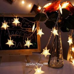 Kaemingk / Battery operated LED string Ice Stars 2.85 m 20 warm white LED lights, transparent PVC, IP20