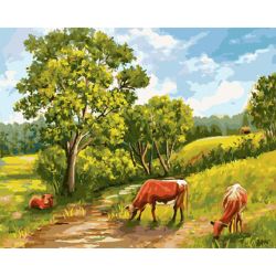 Опт-картина / Pintura por números 40x50 Cavalos no campo