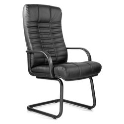 Armchair for reception and meeting rooms "Atlant", leather, black