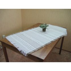 Тканые узоры / Napkin fabric "Snow" handmade, 118x57
