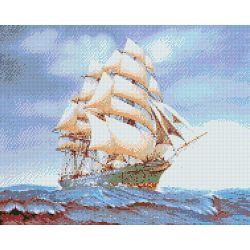 Опт-картина / Diamond mosaic, 40x50, square rhinestones Sailboat