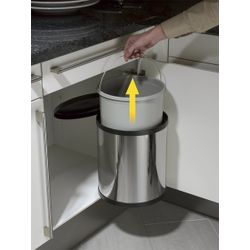 Waste bin Hailo Compact-Box M, 15l., Stainless steel, chrome