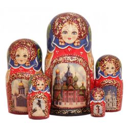 Matryoshka with views of St. Petersburg 5 dolls