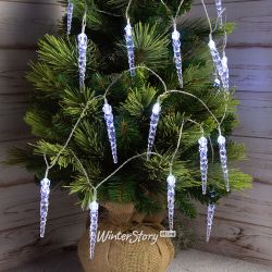 Kaemingk / LED string Ice icicles 24 cold white LED lights 4.6 m, transparent PVC, controller, IP44
