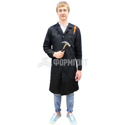 Dressing gown for labor lessons (fabric coarse calico), black