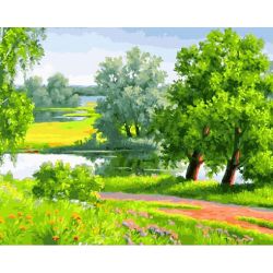 Опт-картина / Painting by numbers 40x50 Road to the lake