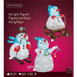Kaemingk / Luminous figure Snowman on skis 33 cm, 30 LED lights, battery operated, IP44