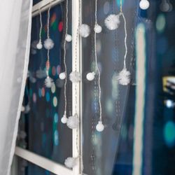 Luazon Lighting / Garland "Fringe" with attachments "Balls and hedgehogs"