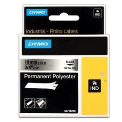 DYMO Rhino label printer cartridge, 19 mm x 5.5 m, polyester tape, extreme temperature, black font, metallic