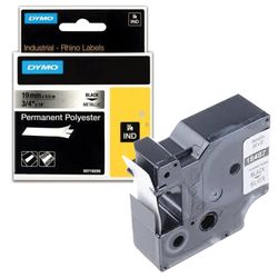 DYMO Rhino label printer cartridge, 19 mm x 5.5 m, polyester tape, extreme temperature, black font, metallic