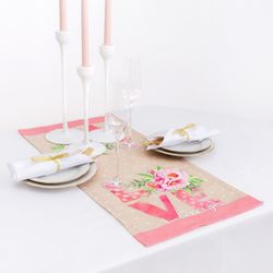 Этель / Path on the table Peonies 30x70 cm, 100% cotton, twill 190 g / m2