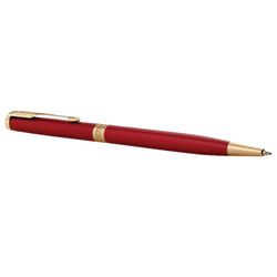 Ballpoint pen PARKER "Sonnet Core Intense Red Lacquer GT Slim" thin, enclosure red high gloss lacquer, gold plated parts, black