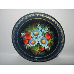 Сувениры из Н.Тагила / Souvenirs from N. Tagil / Tray "Round. Chamomile-berries", 17cm