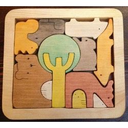 Wooden puzzle toy in the box "Animal World"