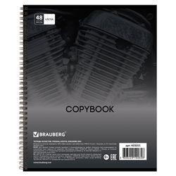 BRAUBERG / Тетрадь А5, 48 л., ЭКО, гребень, клетка, обложка картон, МОТОЦИКЛЫ / 10 шт.