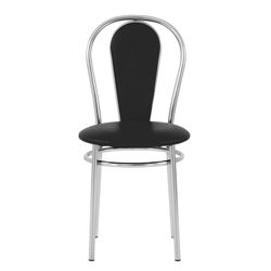 Chairs for dining rooms, cafes, houses "Florino", set 2 pieces, chrome frame, leather black