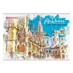 BRAUBERG / Sketchbook "Cities", 202x285 mm, 40 sheets of A4, bracket, glossy varnish
