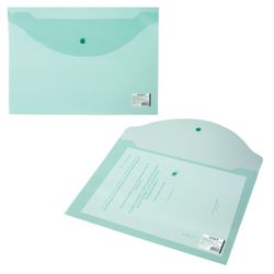 Folder-envelope with button STAFF A4 up to 100 sheets, transparent, green, 0.12 mm
