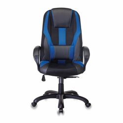 Computer chair VIKING-9 / BL + BLUE, pillow, eco-leather / fabric, black / blue