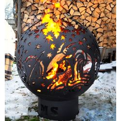 “Sign of the Zodiac” street metal fireplace for fire - laser cutting