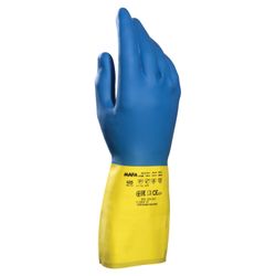 MAPA / Gloves latex-neoprene Duo Mix / Alto 405, cotton sprinkled, size 8 (M), blue / yellow