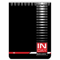 BRAUBERG / Notebook "INDAY" assorted SMALL FORMAT 48 sheets A6, 108x146 mm, comb, coated cardboard cover, cage