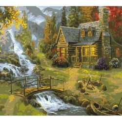 Опт-картина / Pintura por números 40x50 Casa pelo riacho
