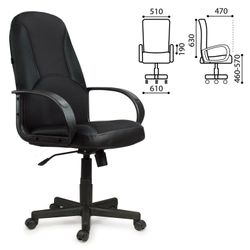 Office chair BRABIX "City EX-512", black leatherette, black fabric, TW