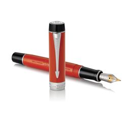 Fountain pen PARKER "Duofold Centennial Big Red Classic Vintage CT", building red, palladium details, black