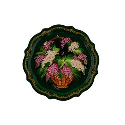 Сувениры из Н.Тагила / Souvenirs from N. Tagil / Tray "Baroque. Lilac on green", 19 cm