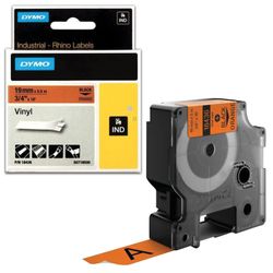 DYMO Rhino label printer cartridge, 19 mm x 5.5 m, vinyl tape, black font, orange